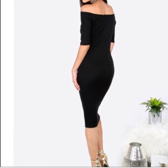 LAST ONE 🖤 Off The Shoulder Black Midi - Picture 2 of 5
